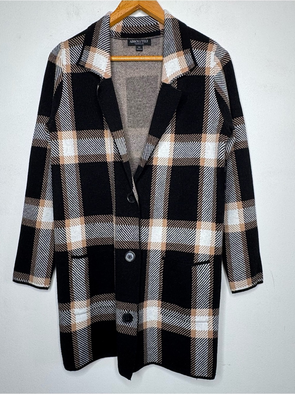 Absolutely Famous Plaid Sweater Jacket - Size Medium